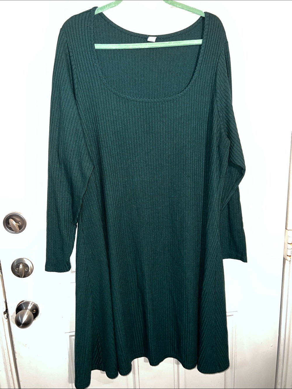 Old Navy Forest Green Ribbed Long-Sleeve Scoop Neck Dress